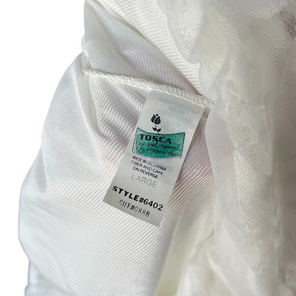 60s 70s Tosca Lingerie Chiffon Lace Bridal Peignoir Set Nightgown Robe Large - Picture 8 of 8